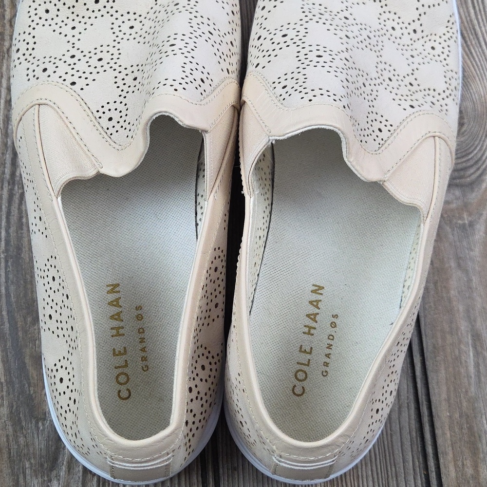 Cole Haan Grand Crosscourt Perforated Slip-On Sneakers Tan 10​ - Picture 8 of 12